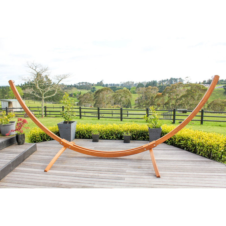 Double Hammock and Wooden Hammock Stand