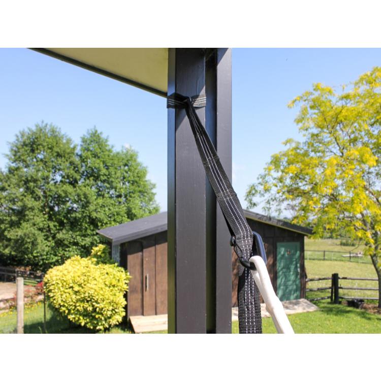 Using hammock tree straps on smooth post