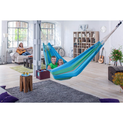 Indoor blue cotton hammock