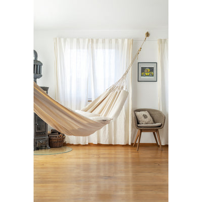 Indoor hung hammock from walls