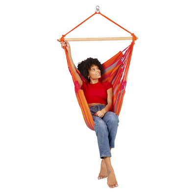 Brightly coloured Colombian chair hammock