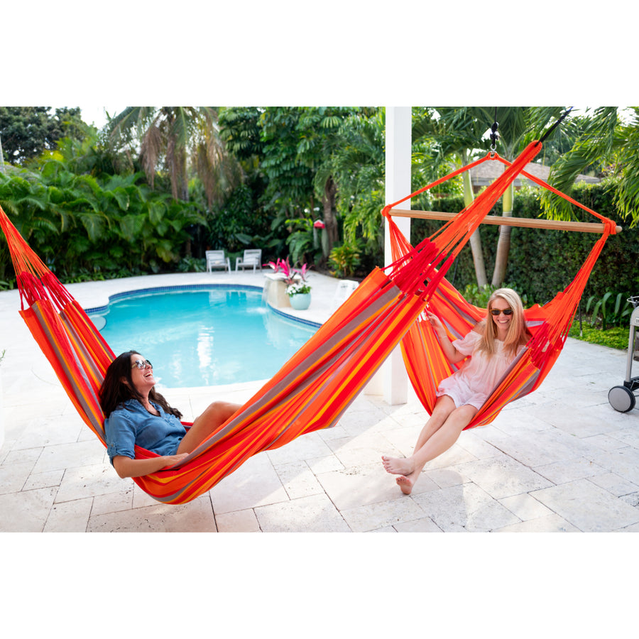 Mother and child in XL size chair hammock
