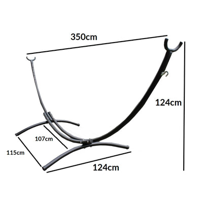 Curved black metal hammock stand dimensions