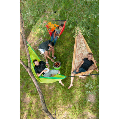 Hammock camping with many hammocks