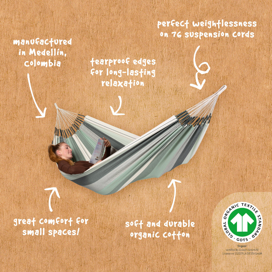 Hammock features single cotton olive
