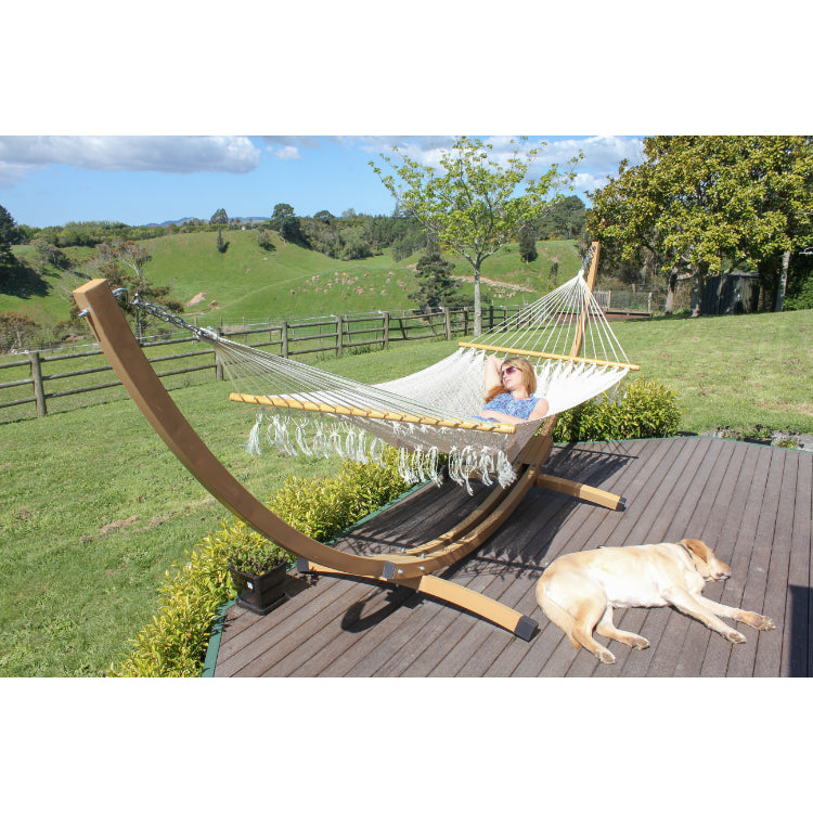 Hammock on Stand on Deck - Spreader Style Cotton