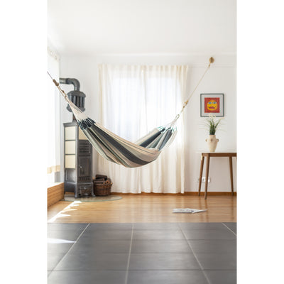 Indoor hammock hung from walls