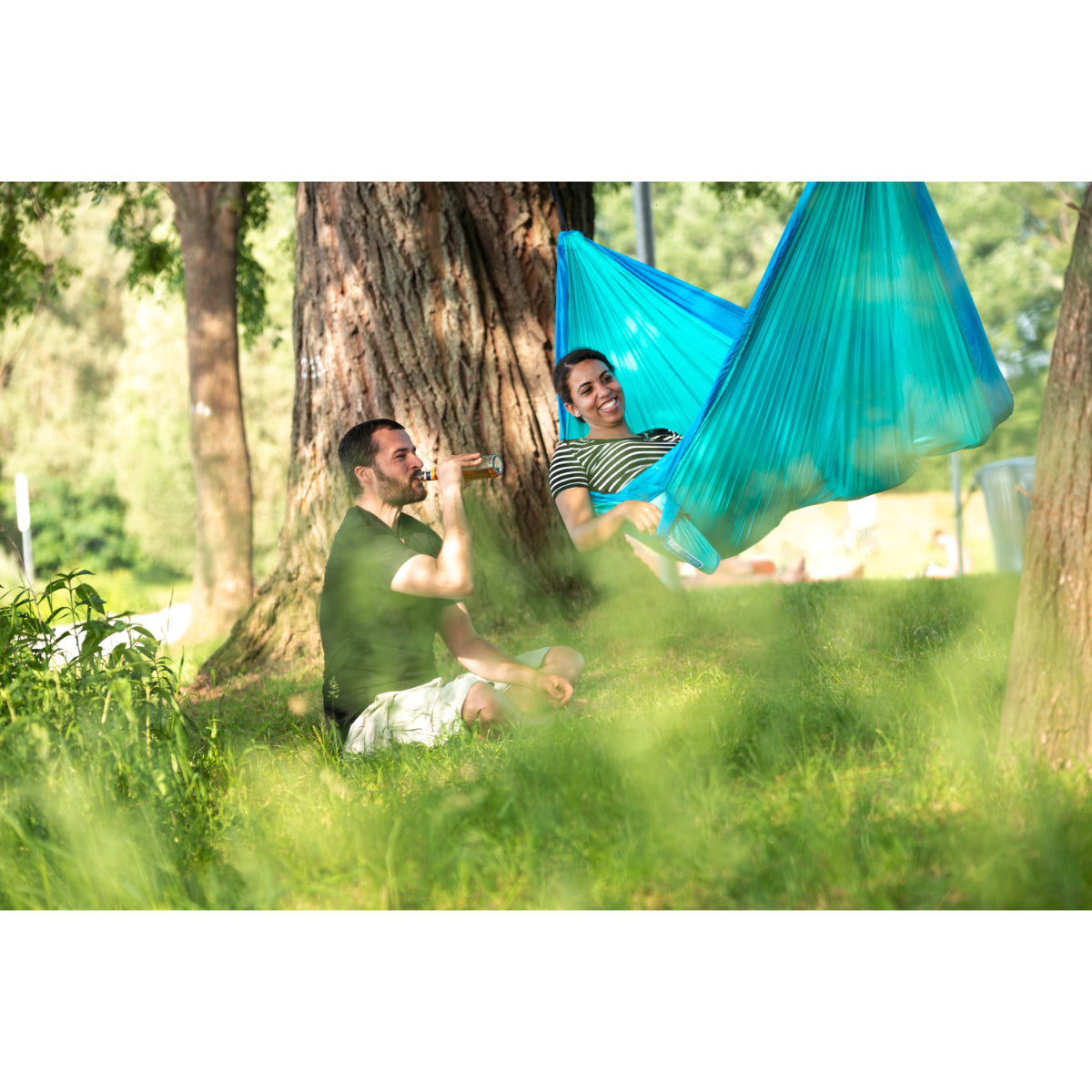 Double size parachute silk travel hammock