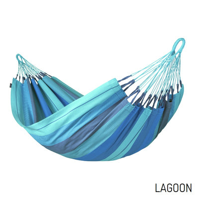 Blue toned single hammock with stand package