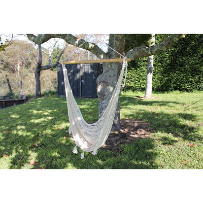 Mexican white chair hammock woven cotton