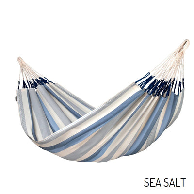 Blue and white striped double hammock - outdoor material