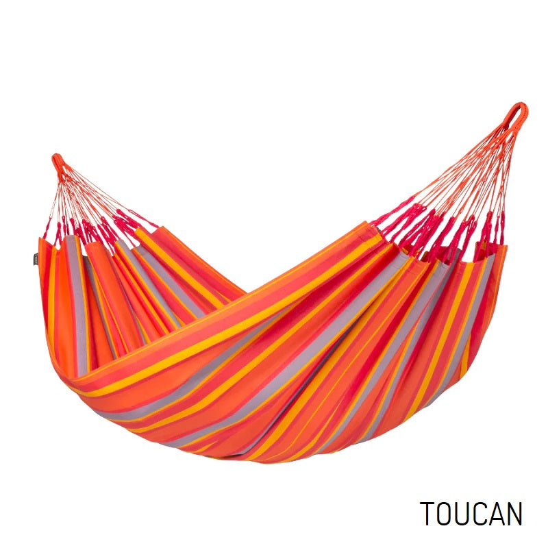 Brightly coloured orange double hammock