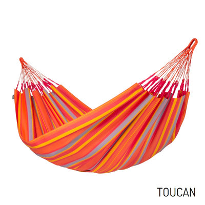 Brightly coloured orange double hammock