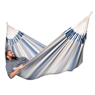 Blue and white double size hammock