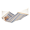 La Siesta double spreader bar hammock in blue and white