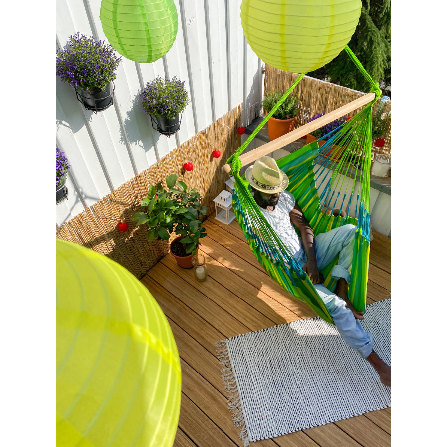 Outdoor chair hammock on deck