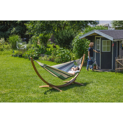 La siesta Olive hammock on wooden stand