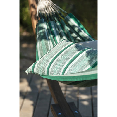 Green and white organic cotton hammock cushion