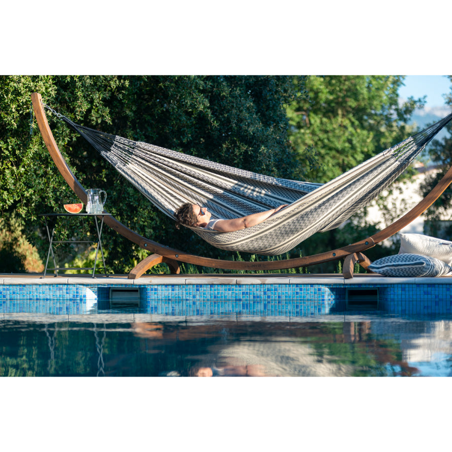 Hammock by swimming pool