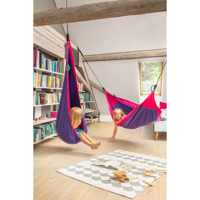 La siesta hanging nest and child's hammock in lily purple