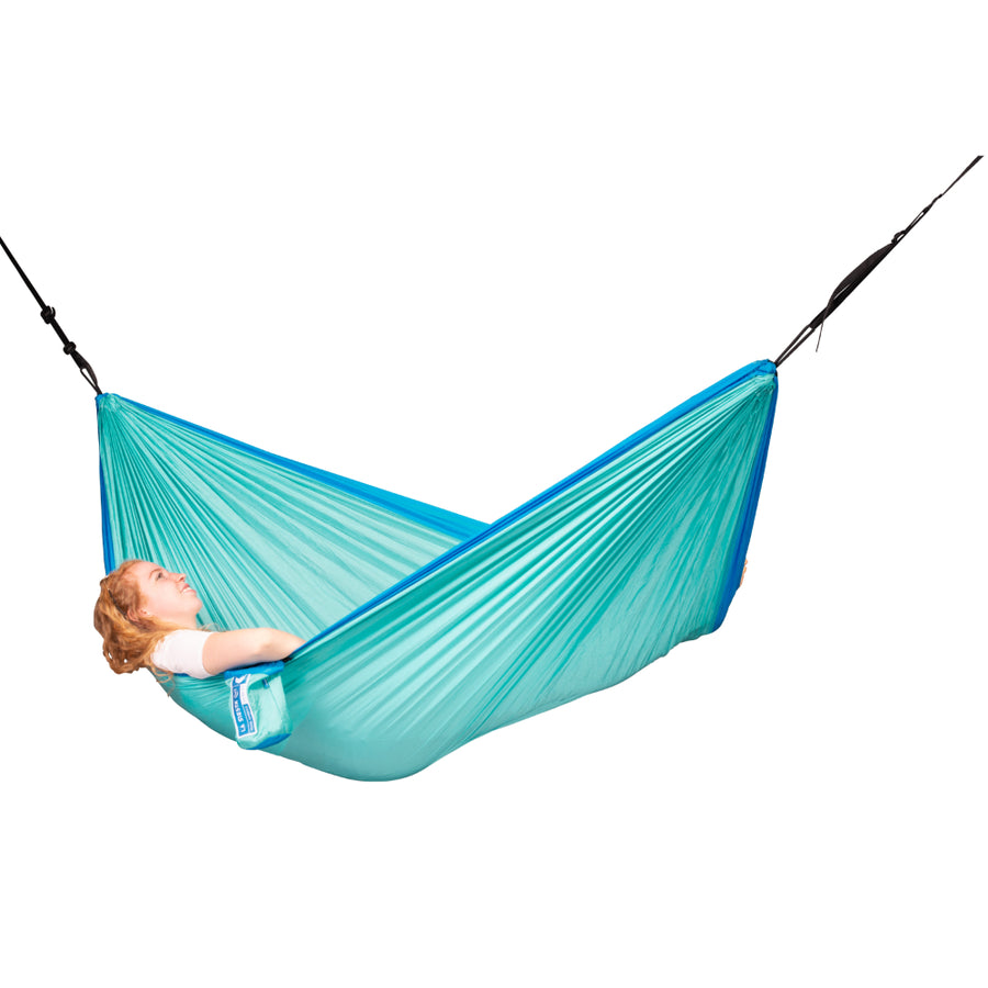 Single turquoise travel hammock