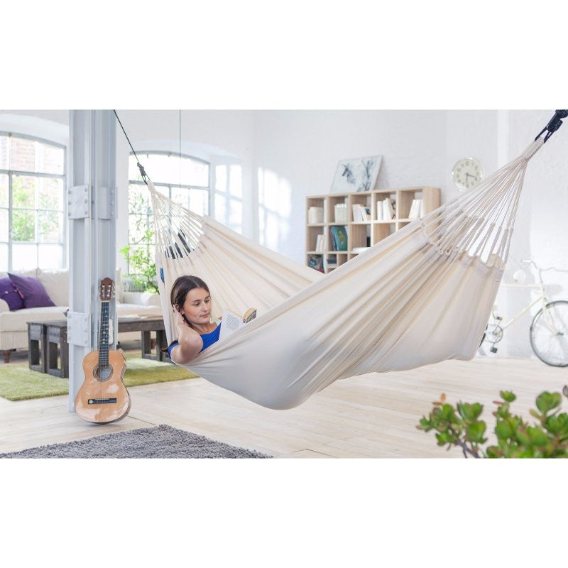 indoor white cotton hammock