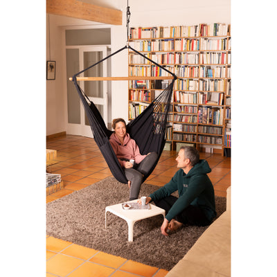 Indoor organic cotton chair hammock - hung from ceiling