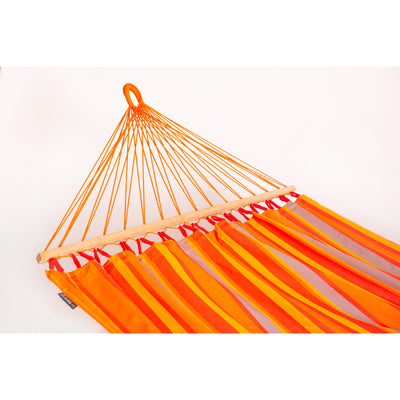 Colombian made spreader bar hammock in red, yellow and orange colours
