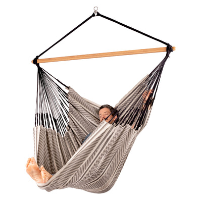 Extra large size chair hammock in cream, black and white