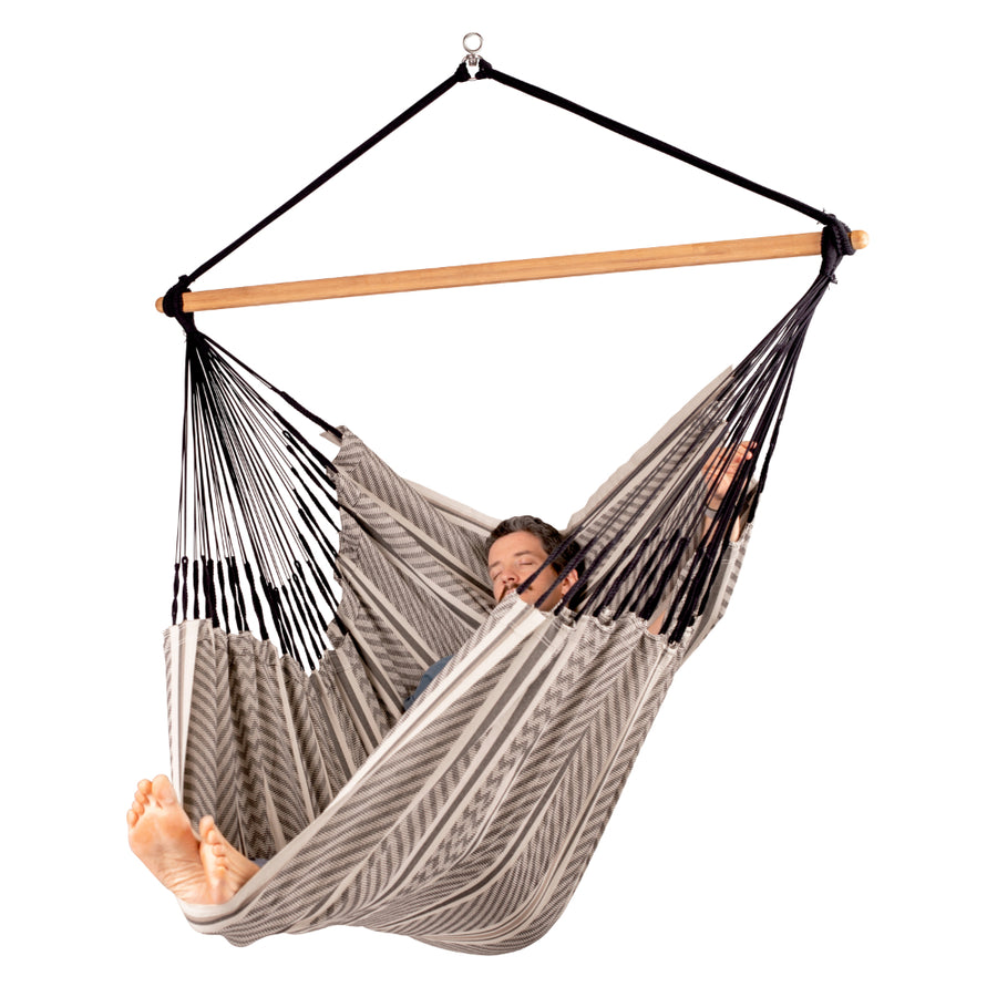 Extra large size chair hammock in cream, black and white